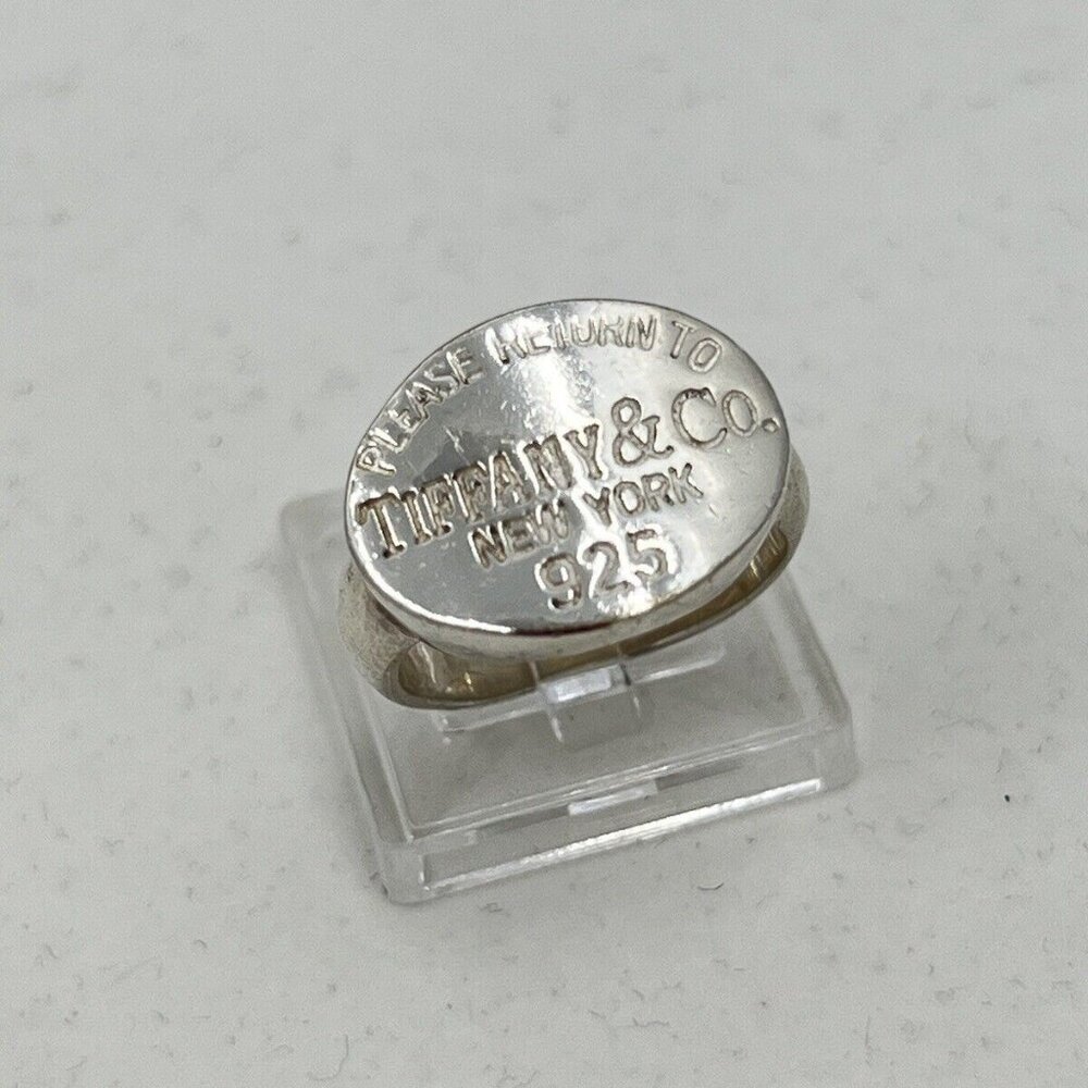 Like New, Authentic Tiffany & Co. Sterling Silver Signet Ring - Size 7.5